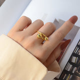 Creative Line Art Double Round Ball Ring Female – Gifts for Her — 2