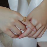 Creative Line Art Double Round Ball Ring Female – Gifts for Her — 1