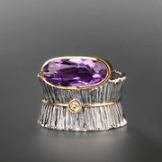 Hot Selling Temperament Women's Amethyst Two Tone Ring – Gifts for Her — 1