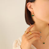 Titanium Steel Emerald Zircon Necklace Earrings – Jewelry Gift Ideas — 6