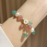 Female Forest Green Strawberry Crystal Bracelet – Jewelry Gift Ideas — 2