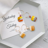 Geometric square colored striped square earrings – Practical Gifts — 7