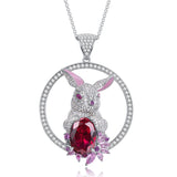 Rabbit Pendant Necklace 10X14 Dove Blood Red – Jewelry Gift Ideas — 4