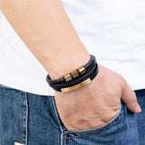 Men's Titanium Steel Leather Woven Bracelet – Jewelry Gift Ideas — 4