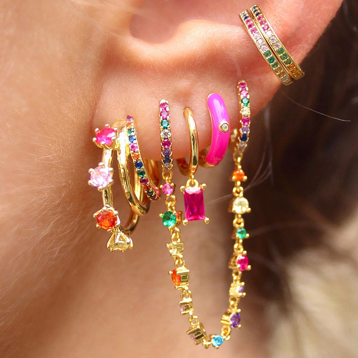Fashion Three Rings Multilayer Diamond Earrings – Stylish Gifts — 1