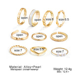 Pearl Geometric Drip Rings Set Of 10 Fashionable – Everyday Gifts — 5