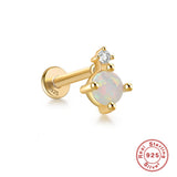 Sterling Silver Opal And Diamond Pierced Threaded Ear – Stylish Gifts — 14