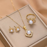 Fashion Rhinestone Pearl Square Necklace Suit – Stylish Gifts — 1