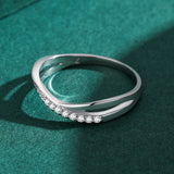 S925 Sterling Silver Cross Line Female Ring Simple – Gifts for Her — 11