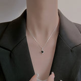 Fashion Square Black Zircon Necklace – Jewelry Gift Ideas — 1