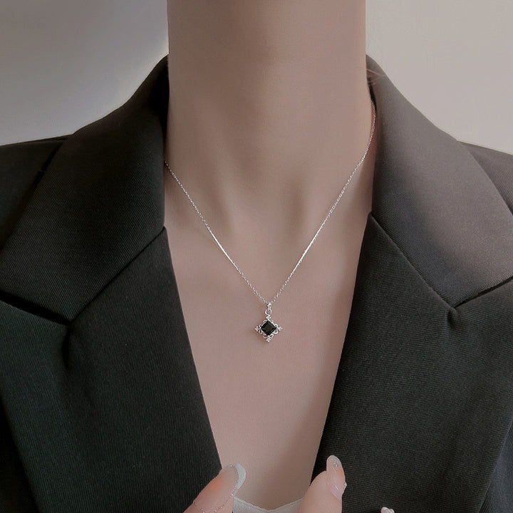 Fashion Square Black Zircon Necklace – Jewelry Gift Ideas — 1