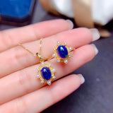 Silver Inlaid Blue Opal Ring Pendant Set – Jewelry Gift Ideas — 3