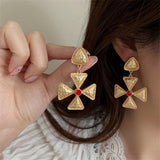 Minority Fashion Design Diamond Cross Carved Earrings – Stylish Gifts — 3