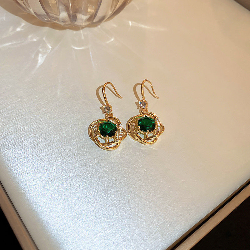 Diamond Zircon Emerald Flower Earrings Vintage – Jewelry Gift Ideas — 1