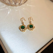 Diamond Zircon Emerald Flower Earrings Vintage – Jewelry Gift Ideas — 1