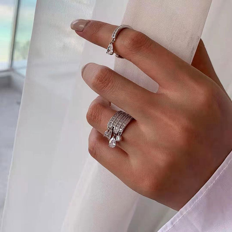 Zirconia Crystal Water Drop Zircon Geometry Rings – Gifts for Her — 1