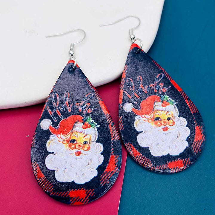 Cartoon Printed Christmas Leather Earrings – Useful Gifts — 1