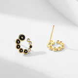S925 Silver Black Round Micro Zircon-encrusted Stud – Practical Gifts — 3