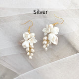 Earrings White Ceramic Flower Earhook – Holiday Gift Ideas — 6