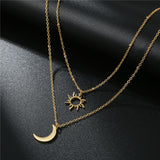 Stainless Steel Sun Moon Multilayer Necklace – Jewelry Gift Ideas — 6