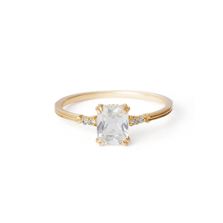 Simple Retro 925 Silver Square White Crystal Ring – Holiday Gift Ideas — 1