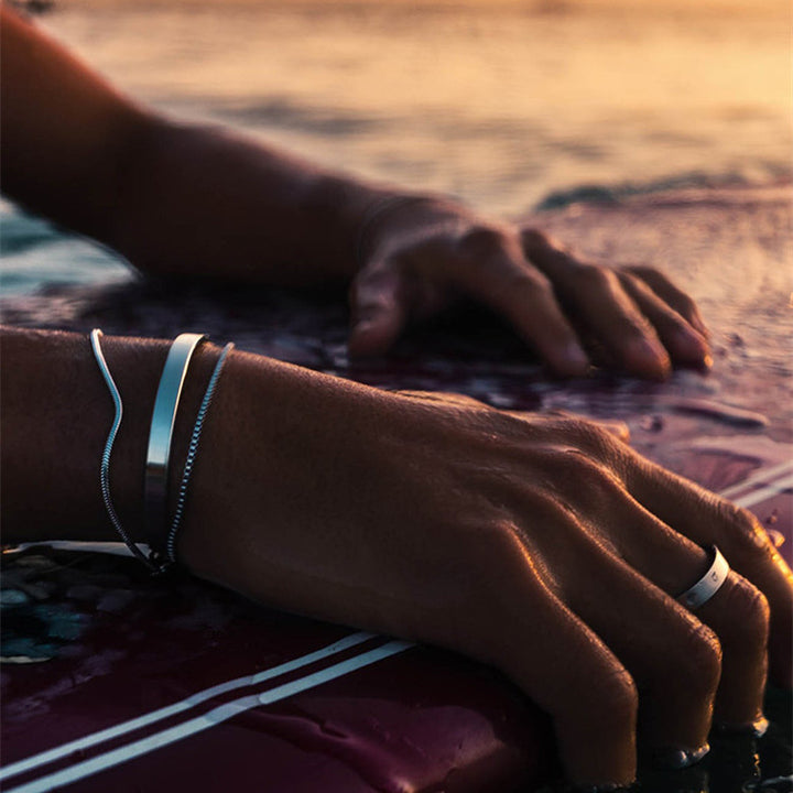Mens Fashion Sterling Silver Snake Bone Bracelet – Stylish Gifts — 1