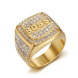 Titanium Steel Vacuum Plating Rhinestone Square BOSS – Gifts for Him — 11