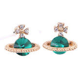Women's Green Diamond Saturn Stud Earrings – Gifts for Her — 6