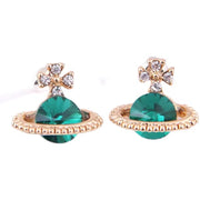 Women's Green Diamond Saturn Stud Earrings – Gifts for Her — 6