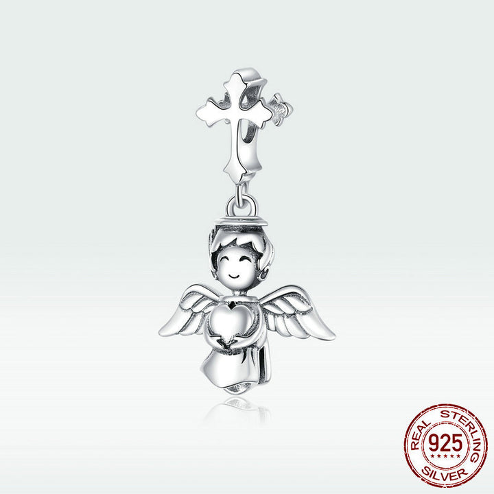 S925 Sterling Silver Angel Wings Pendant, Cross – Jewelry Gift Ideas — 1