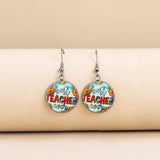 Boho Best Teacher Ever Glass Dome Earrings Stainless – Gifts for Her — 8