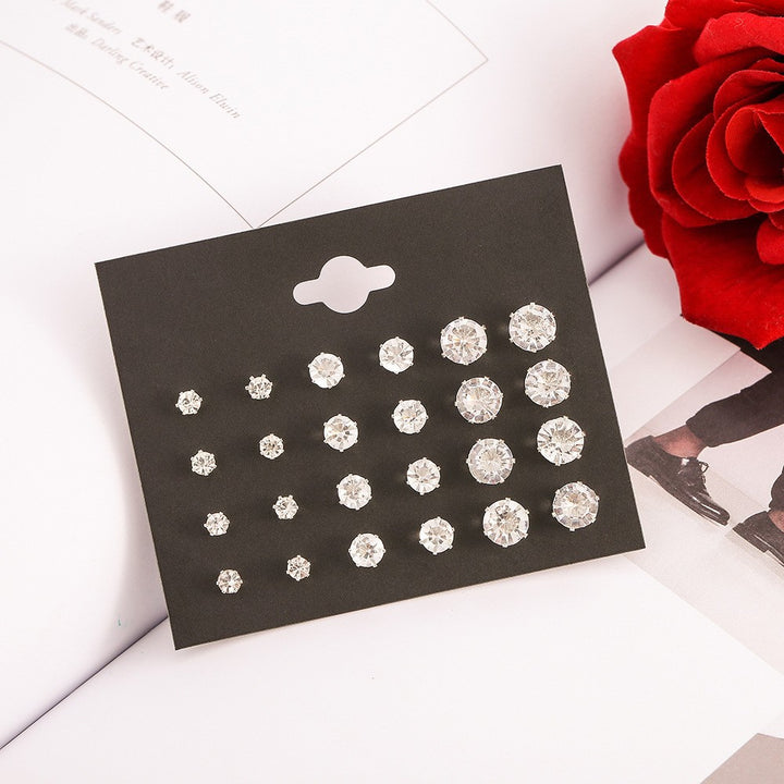 Round Six-claw Crystal Zircon Card Pack 12 Pairs – Practical Gifts — 1