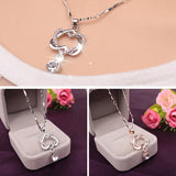 Korean Style White Gold Heart Necklace Double – Jewelry Gift Ideas — 5
