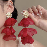 Retro Chiffon Petal Fringed Earrings – Birthday Gifts — 3