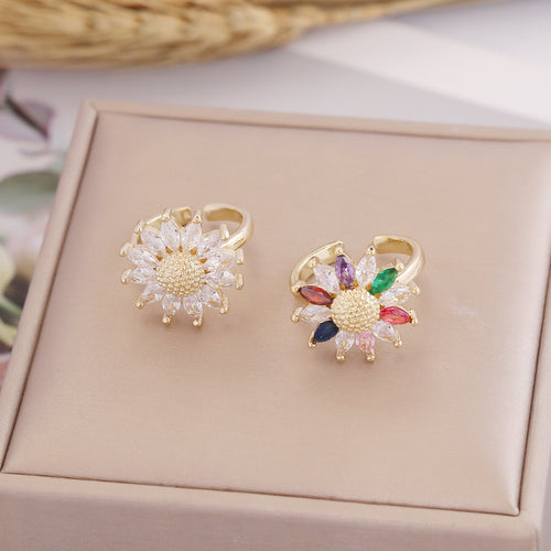 Colored Zircon Sunflower Ring Female – Gifts for Her — 2