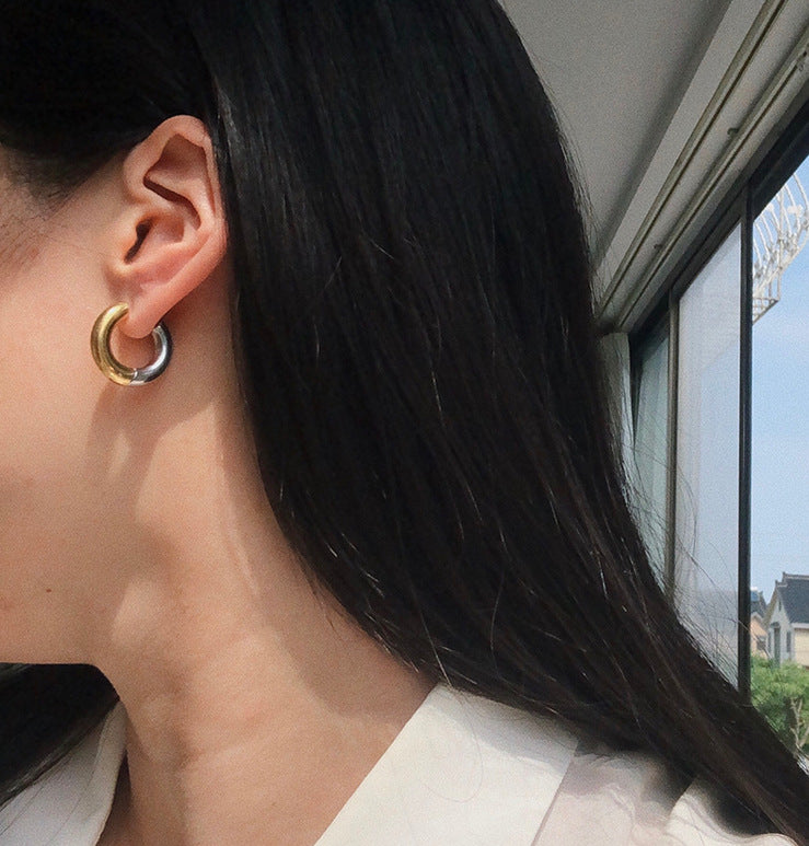 Metal Thick Titanium Steel Gold Plated Earrings – Meaningful Gifts — 1