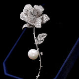 Women's Fashion Pearl Inlaid Zircon Camellia Brooch – Stylish Gifts — 13