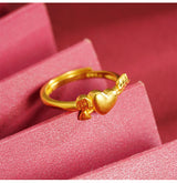 Alluvial Gold Love Heart-shaped Ring Copper Alloy – Gifts for Couples — 6
