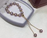 Purple Freshwater Pearl Adjustable Bracelet – Jewelry Gift Ideas — 4