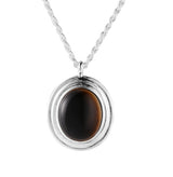 S925 Sterling Silver Oval Black Agate Necklace – Jewelry Gift Ideas — 2