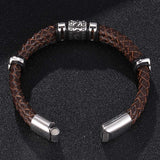 Stainless Steel Braided Leather Bracelet Metal – Stylish Gifts — 3