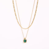 Double Turquoise Necklace Square Pendant – Jewelry Gift Ideas — 3