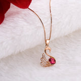 Swan Necklace 925 Silver Rose Gold Plated Pendant – Jewelry Gift Ideas — 1