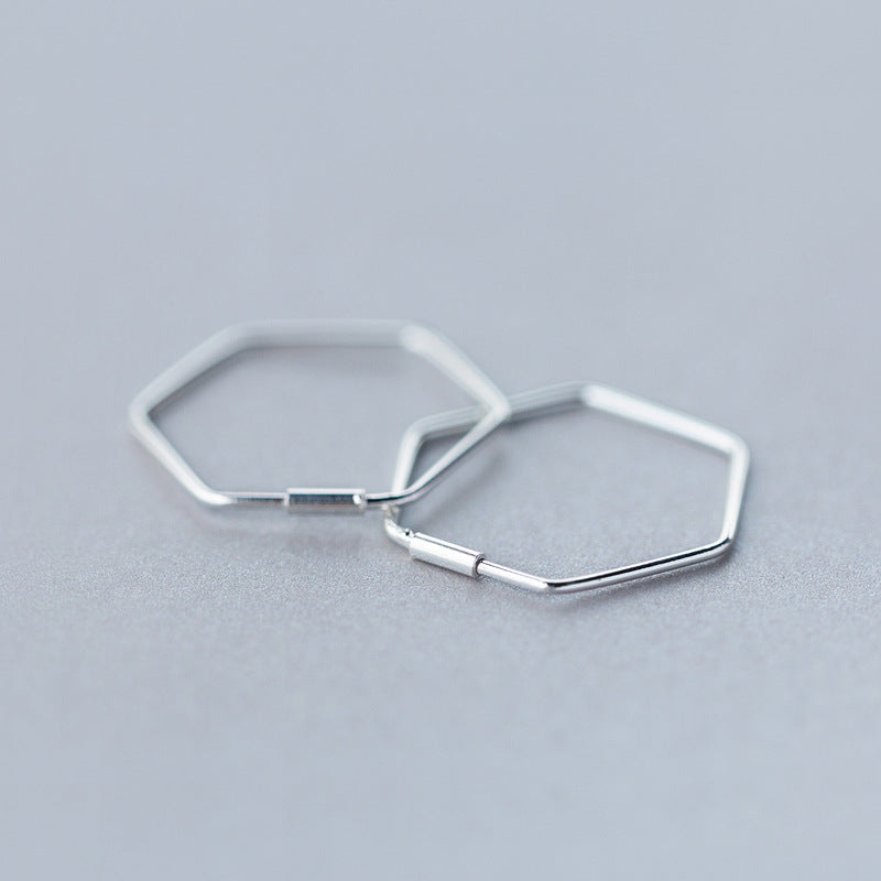 S925 Silver Earrings Female Sweet Hexagon – Gifts for Her — 1