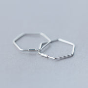 S925 Silver Earrings Female Sweet Hexagon – Gifts for Her — 1