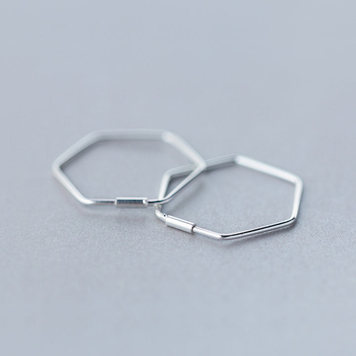 S925 Silver Earrings Female Sweet Hexagon – Gifts for Her — 1