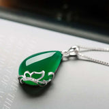 Women's Silver Necklace Green Chalcedony Red – Jewelry Gift Ideas — 3