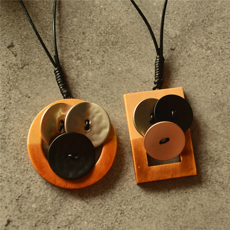 Geometric round square long necklace – Jewelry Gift Ideas — 1