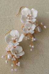 Ceramic Flower Earrings Shell Flower Freshwater – Thoughtful Gifts — 3