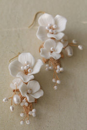 Ceramic Flower Earrings Shell Flower Freshwater – Thoughtful Gifts — 3